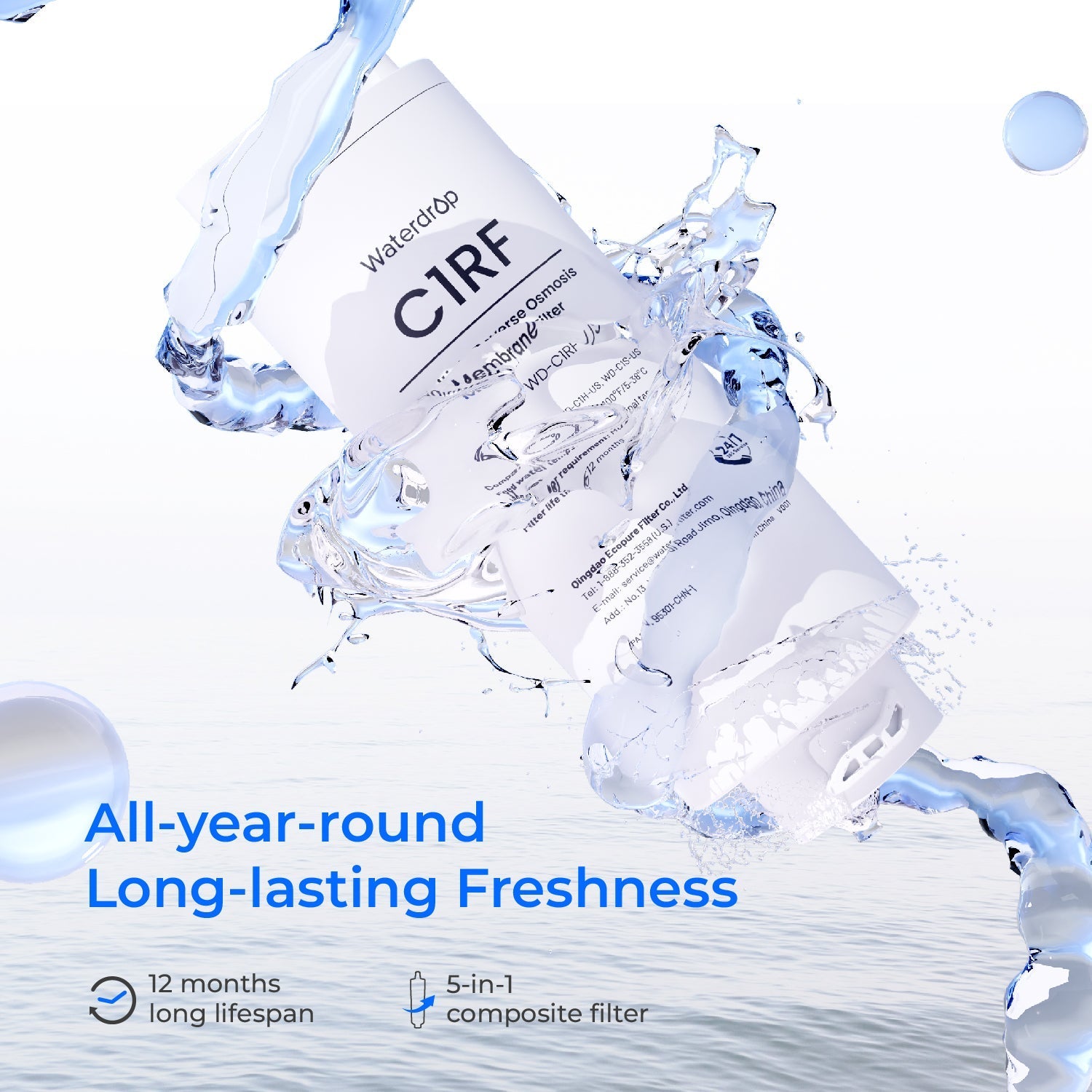 WD-C1RF Ersatzfilter für Waterdrop C1H Umkehrosmose-Wasserfilter, 2-year COMBO