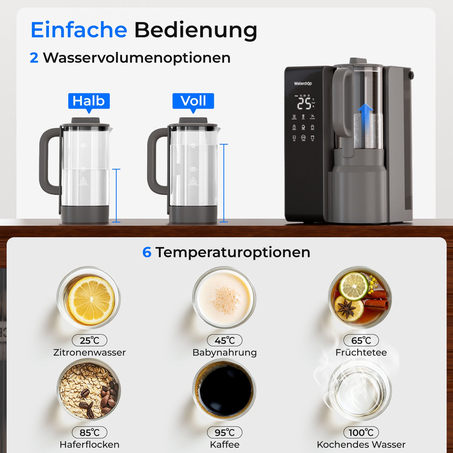 Waterdrop M1 Tischgerät mit Umkehrosmose und Sofort-Heißwasser