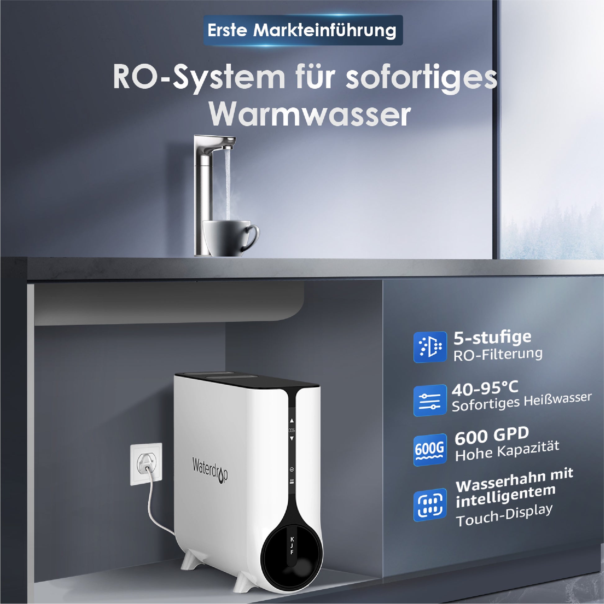 Waterdrop K6 Smart Umkehrosmose Wasserfilter mit Heißwasser