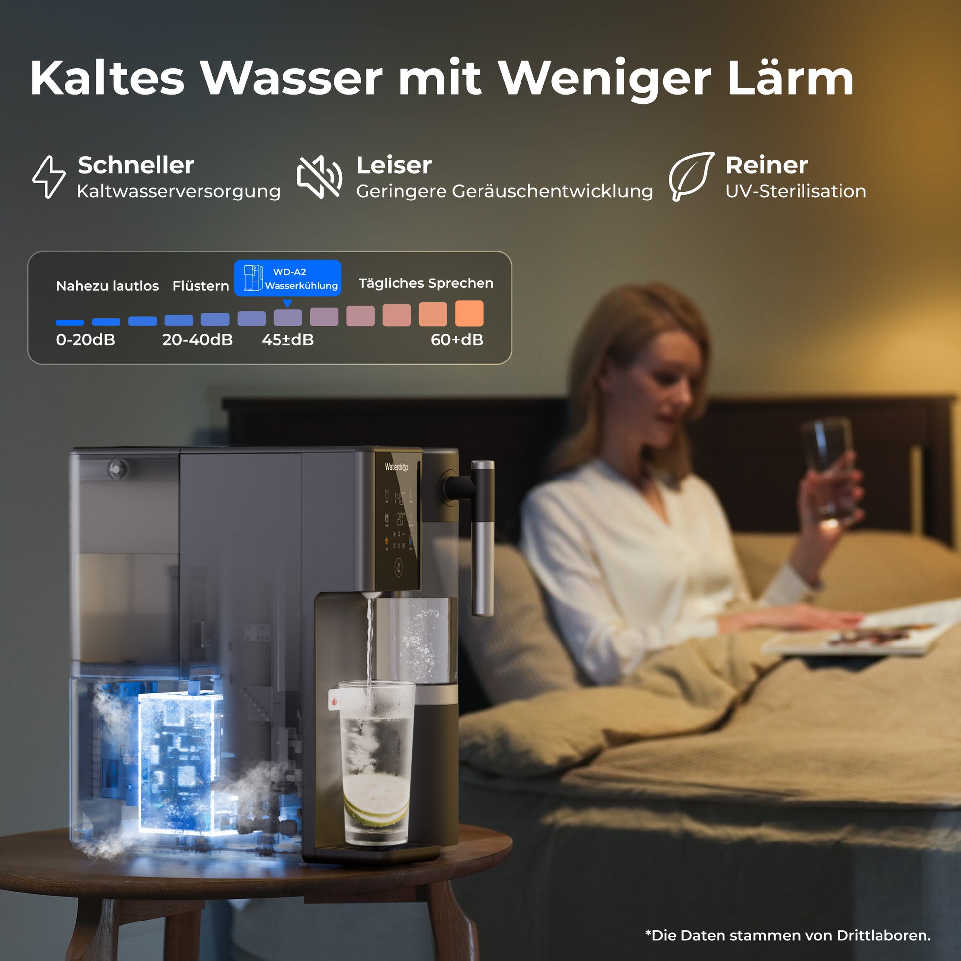 Waterdrop A2 Auftisch Umkehrosmose Wasserfilter mit Heißwasser