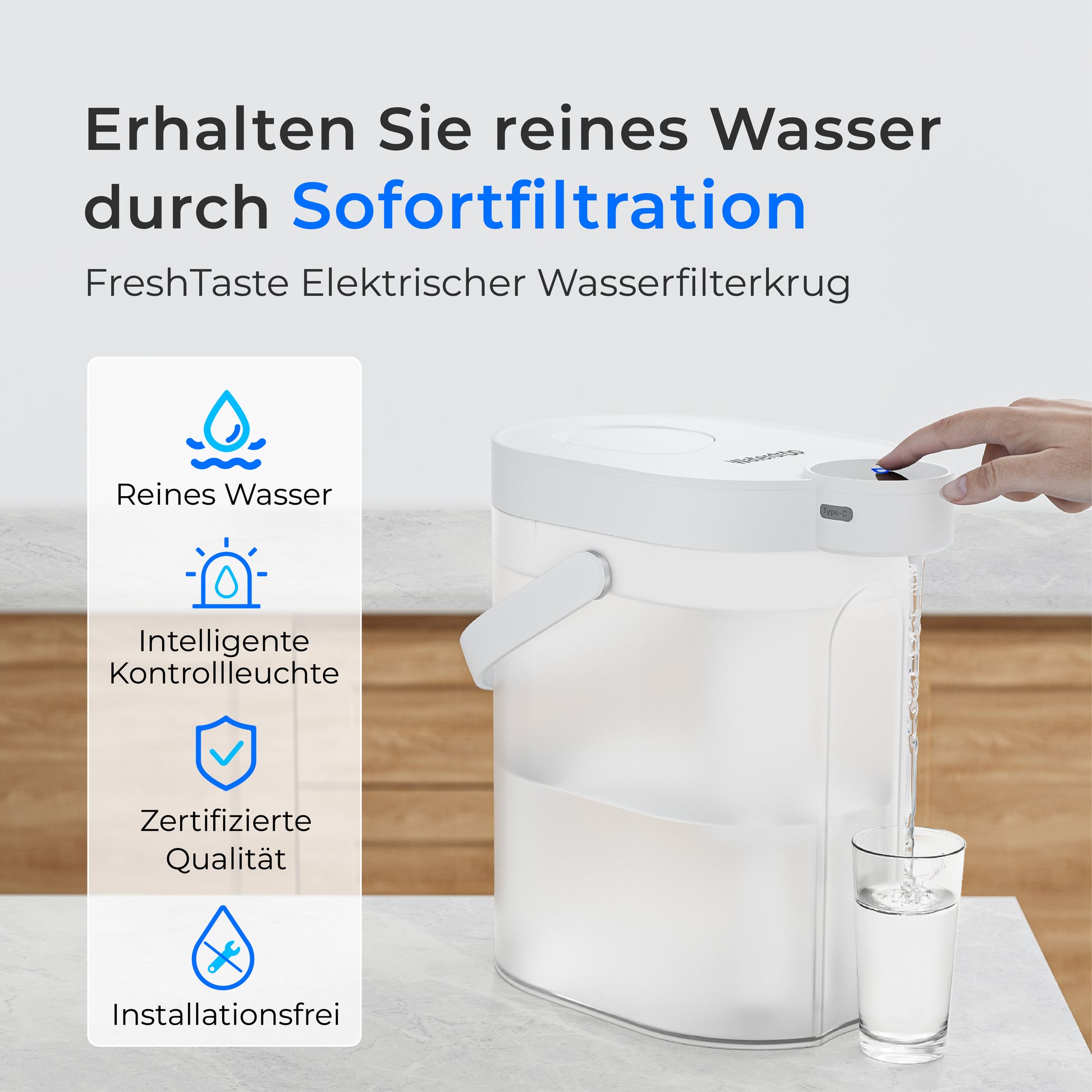 Waterdrop Eelektrisch Wasserspender ED06W, Weich Wasserfilter WD-EWFS 1 year Combo
