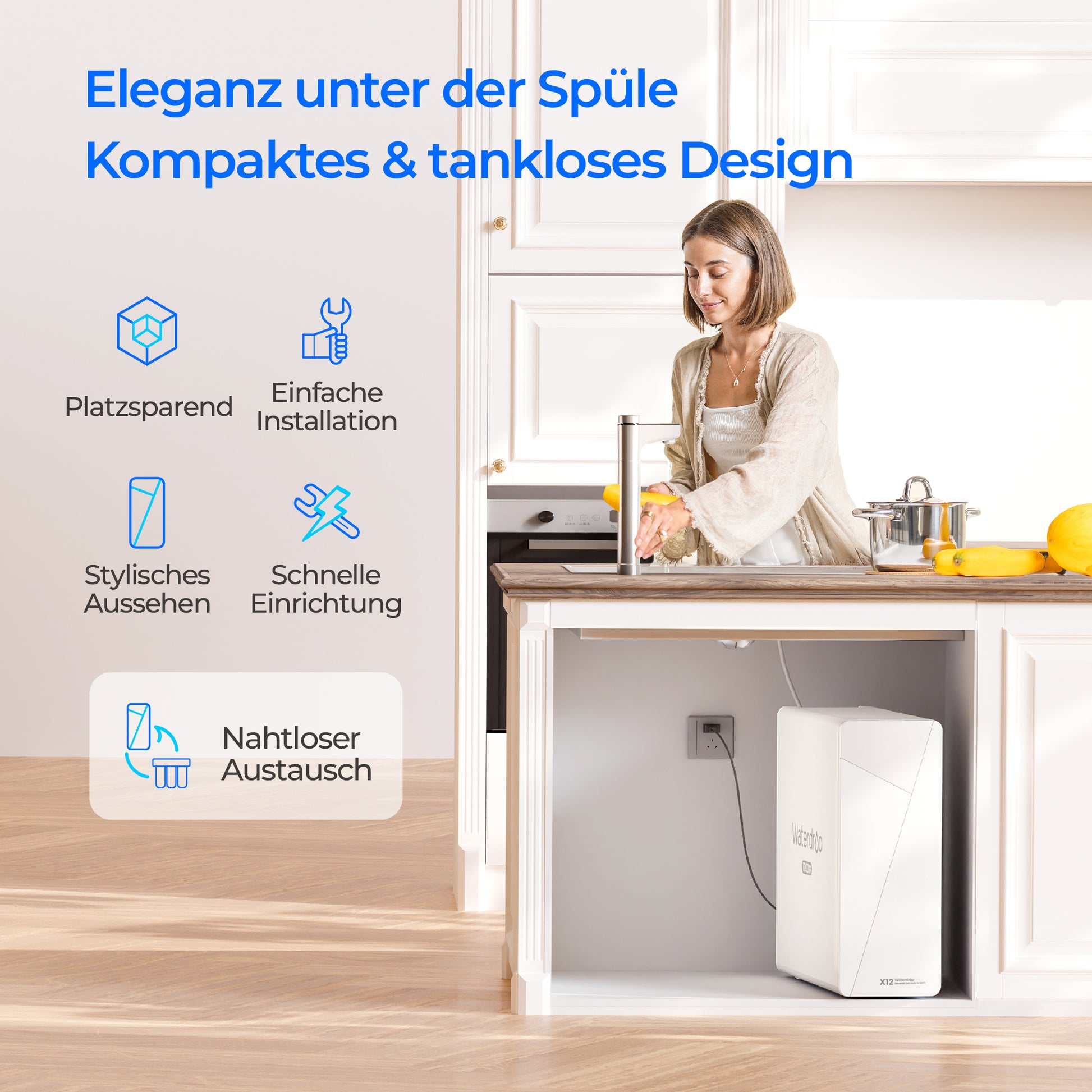 Waterdrop X12 Alkalischer Tankloser Umkehrosmose Wasserfilter 1200 GPD