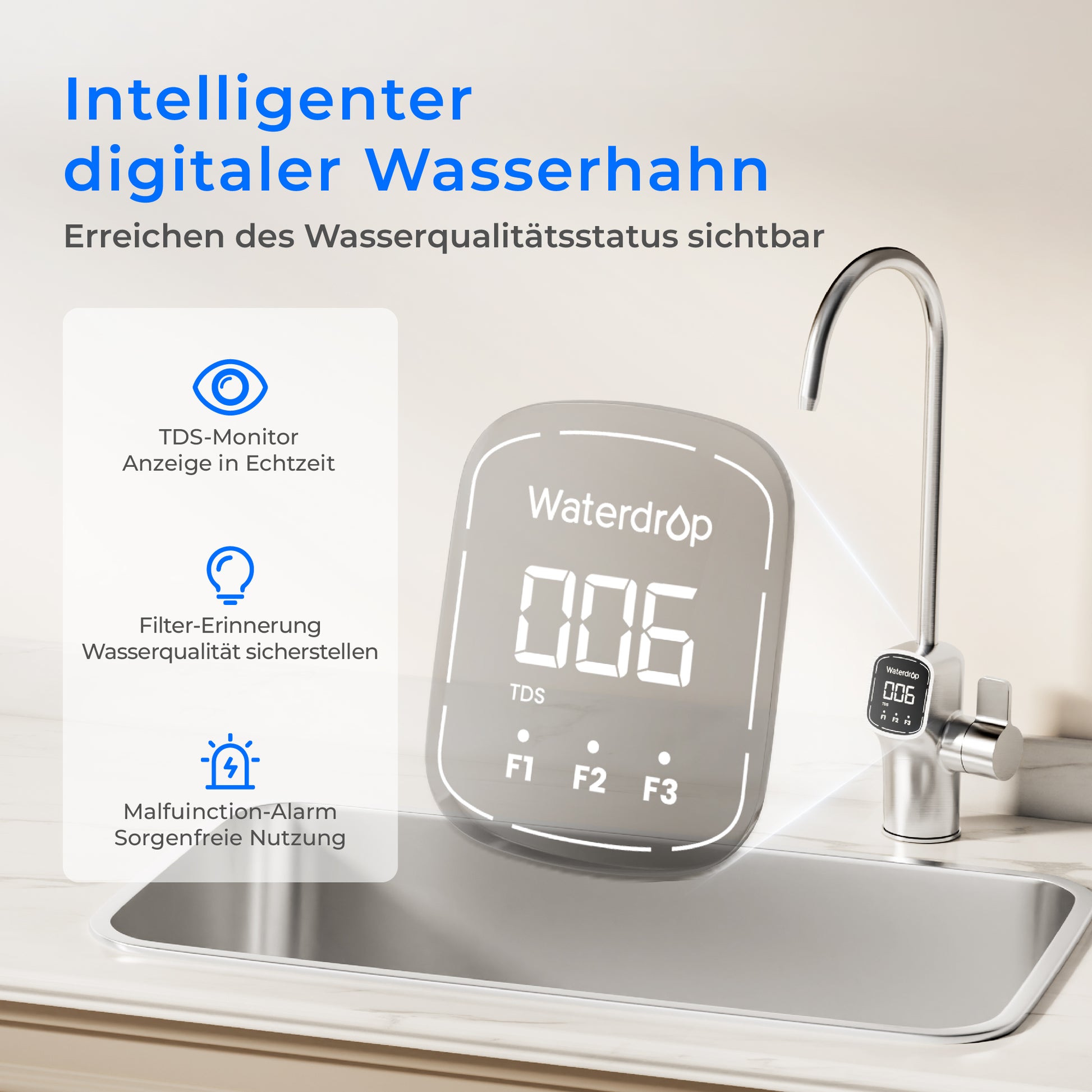 Waterdrop X8 Tankloser Untertisch Umkehrosmose Wasserfilter 800 GPD