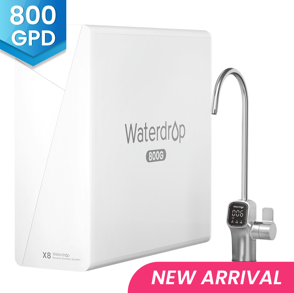 Waterdrop X8 Tankloser Untertisch Umkehrosmose Wasserfilter 800 GPD