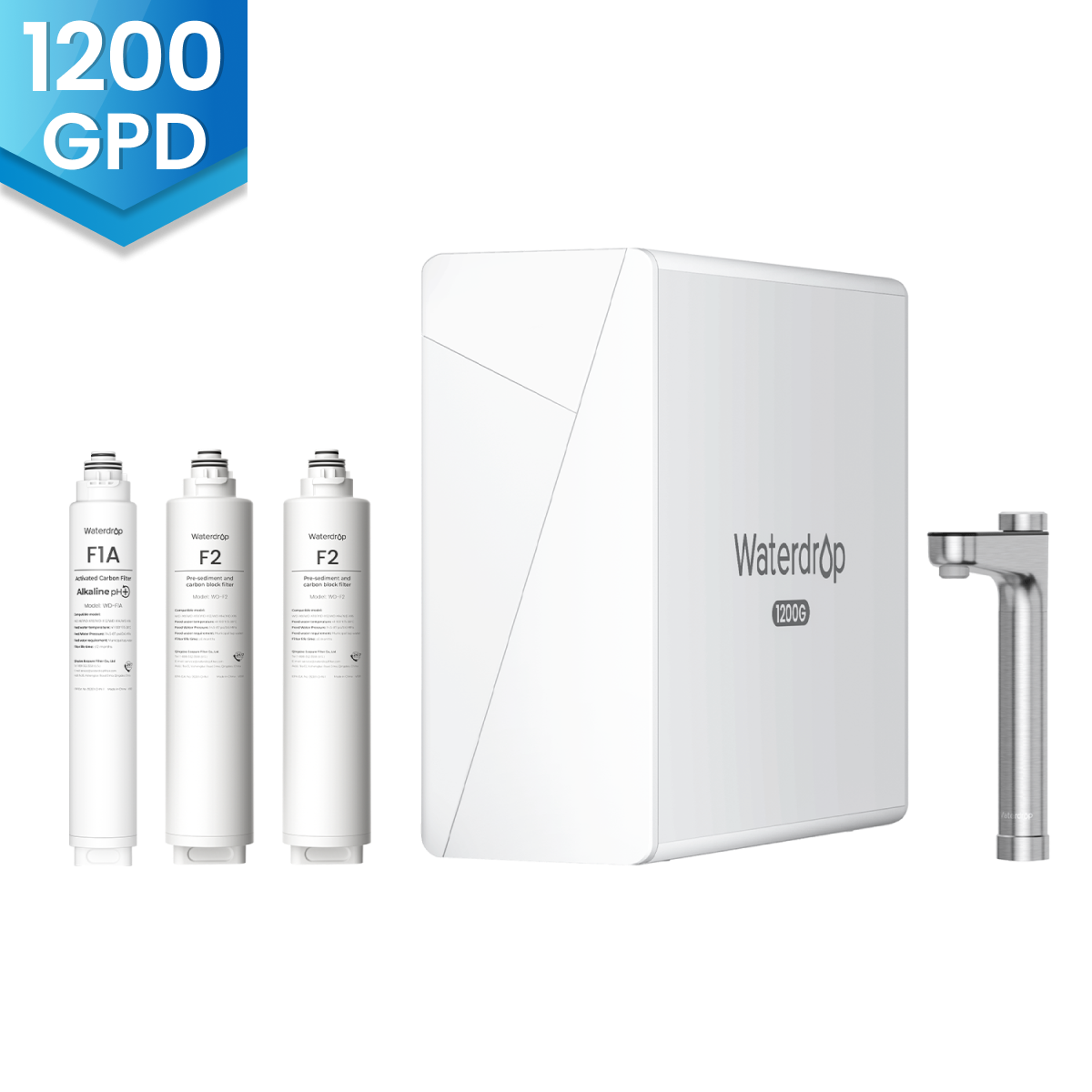 Waterdrop X-Serie Umkehrosmose-System, X12-F2A, 1 year combo