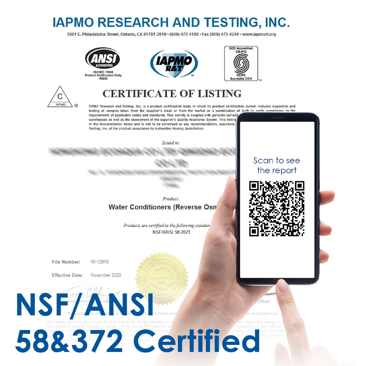 Zertifiziert nach NSF/ANSI 58 und 372