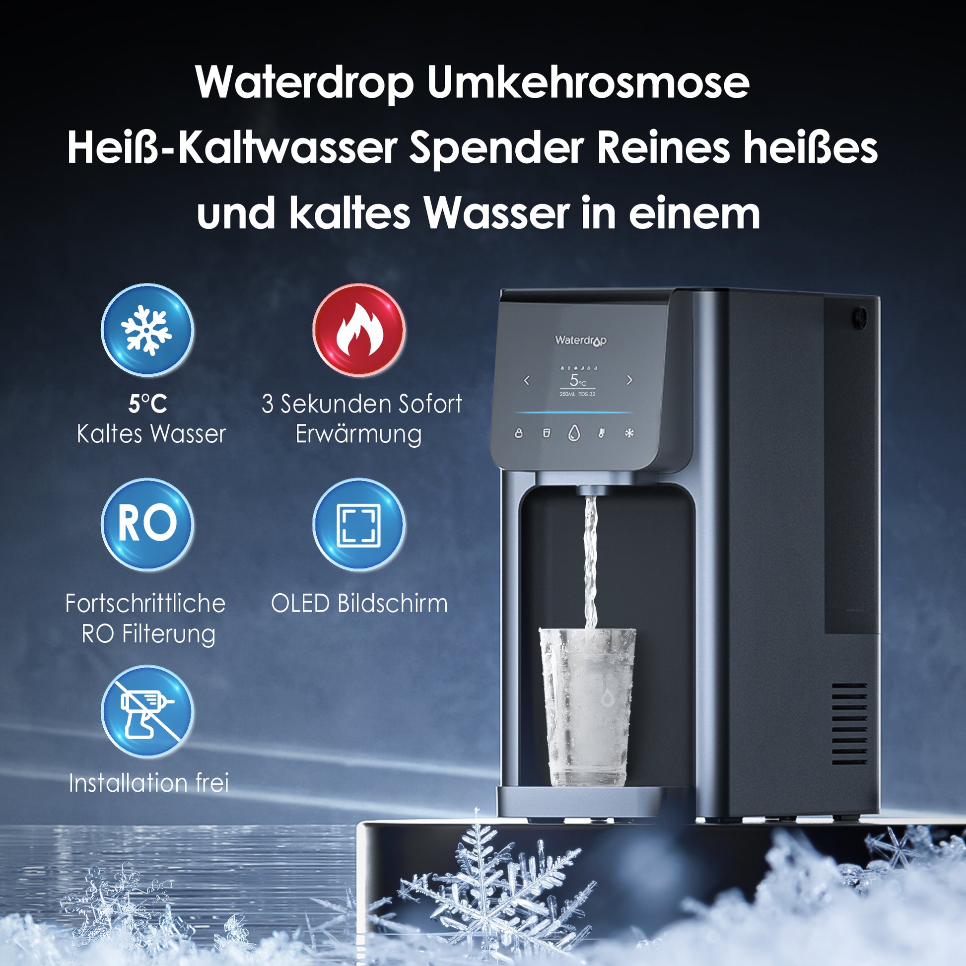 Waterdrop A1 Umkehrosmose Heiß-Kaltwasser-Spender mit RO-Ersatzfilter Combo