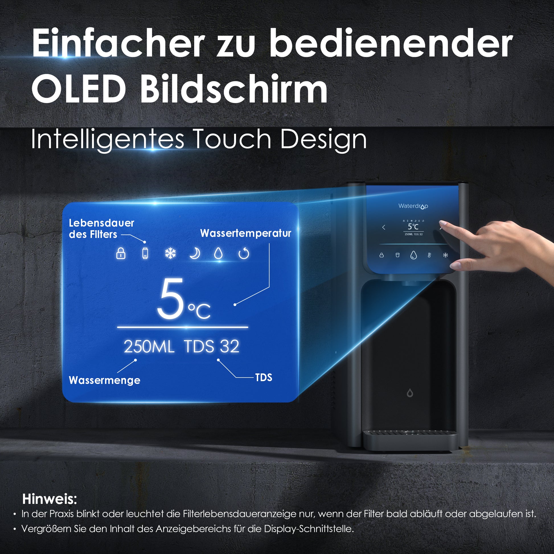 Waterdrop A1 Umkehrosmose Heiß-Kaltwasser-Spender mit RO-Ersatzfilter Combo