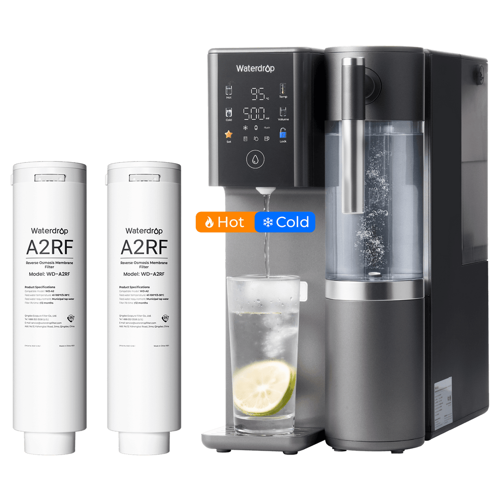 Waterdrop A2 Auftisch Umkehrosmose Heißwasser mit RO-Ersatzfilter A2RF, 2-Jahres-Kombi