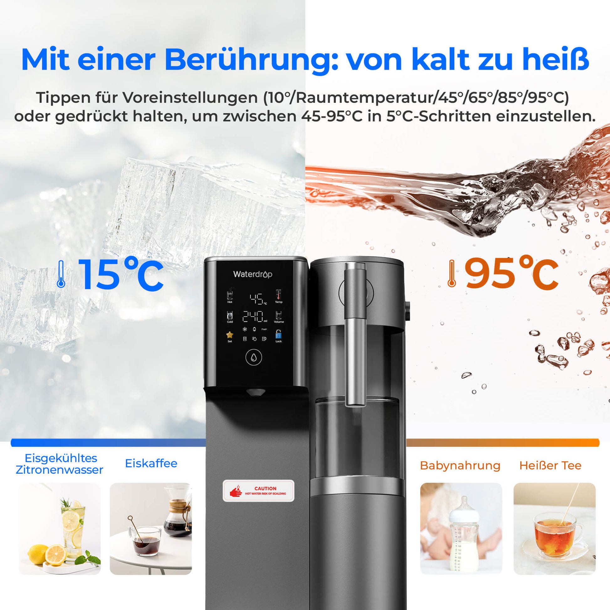 Waterdrop Remineralisierungs-RO-Wasserspender mit Heiß- & Kaltwasser, A2G