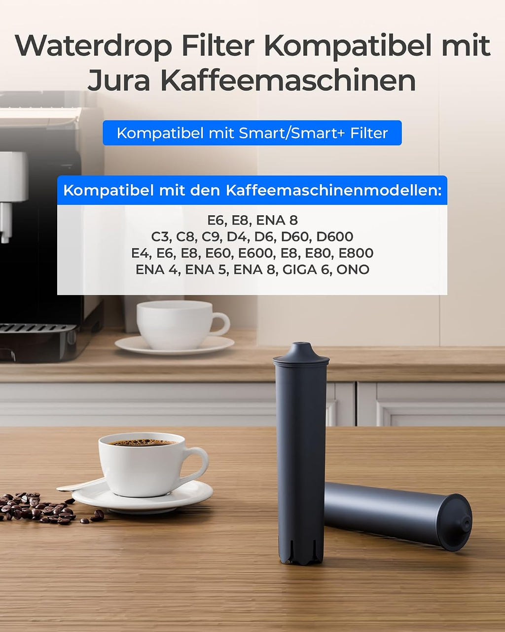 Waterdrop Water Filter Compatible with Smart, Smart+, 24233, Jura E8, E6