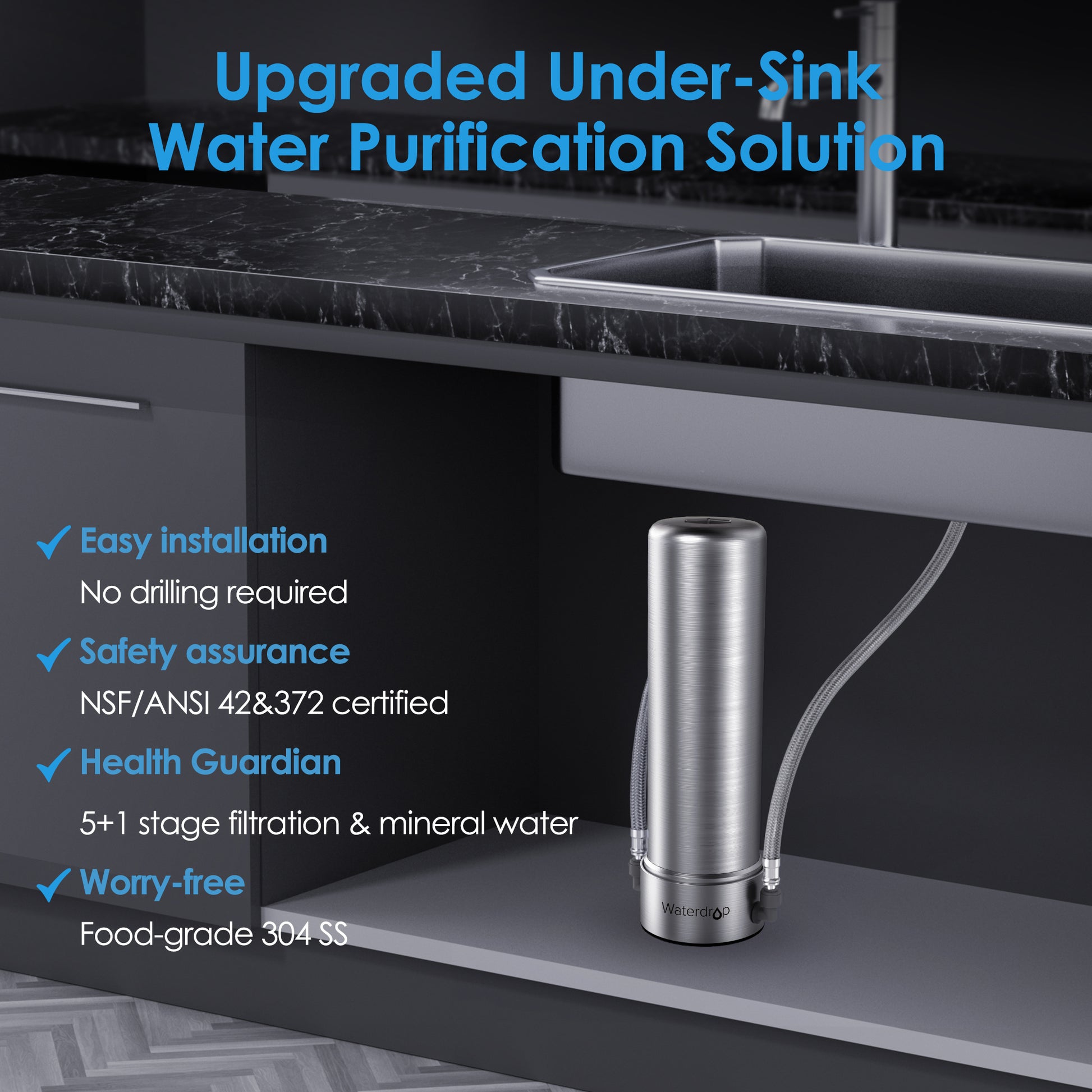 5+1 Stufen Edelstahl Direktanschluss Untertisch Wasserfilter AS13