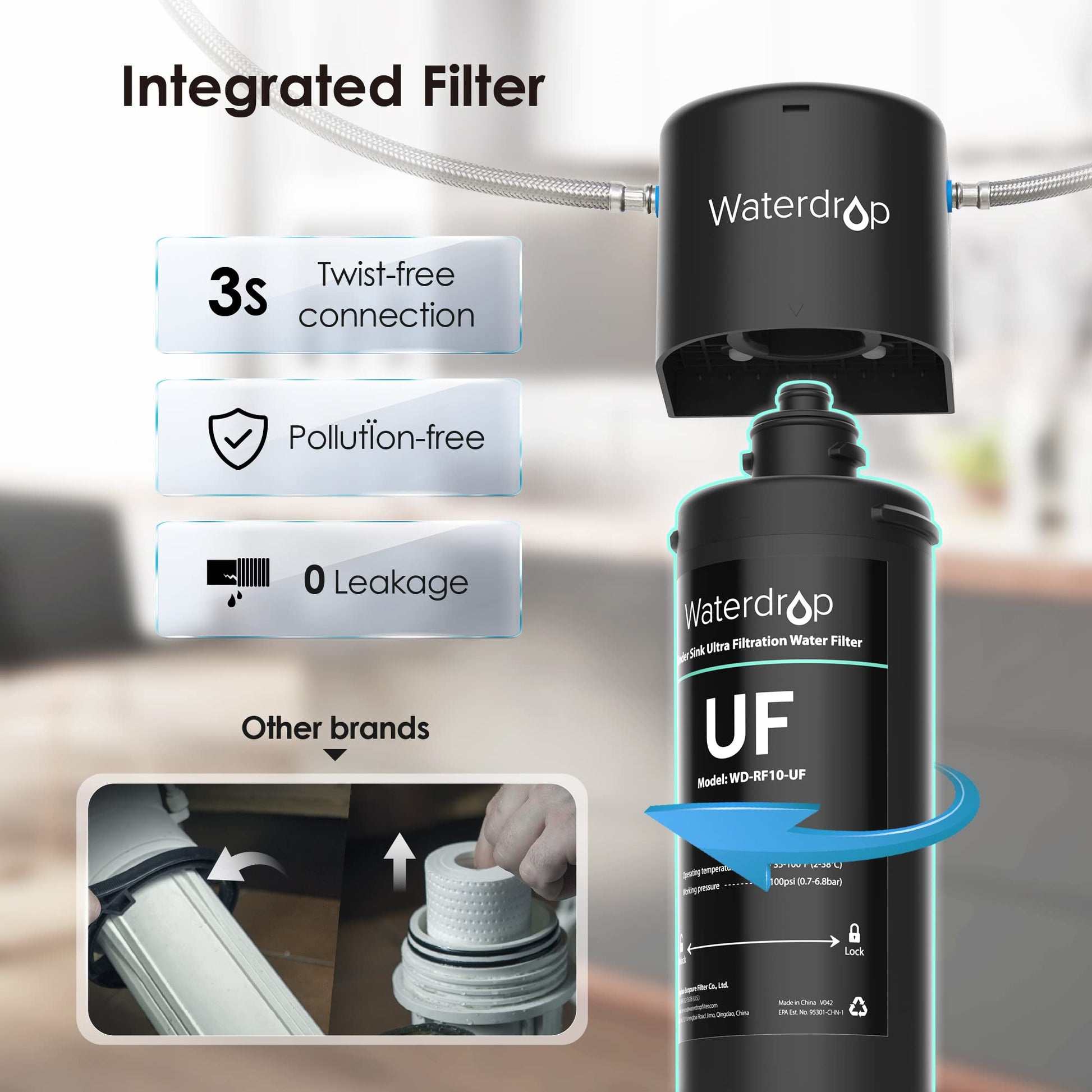 Waterdrop UA-UF 0,01 μm Ultrafiltration Untertisch Wasserfilter