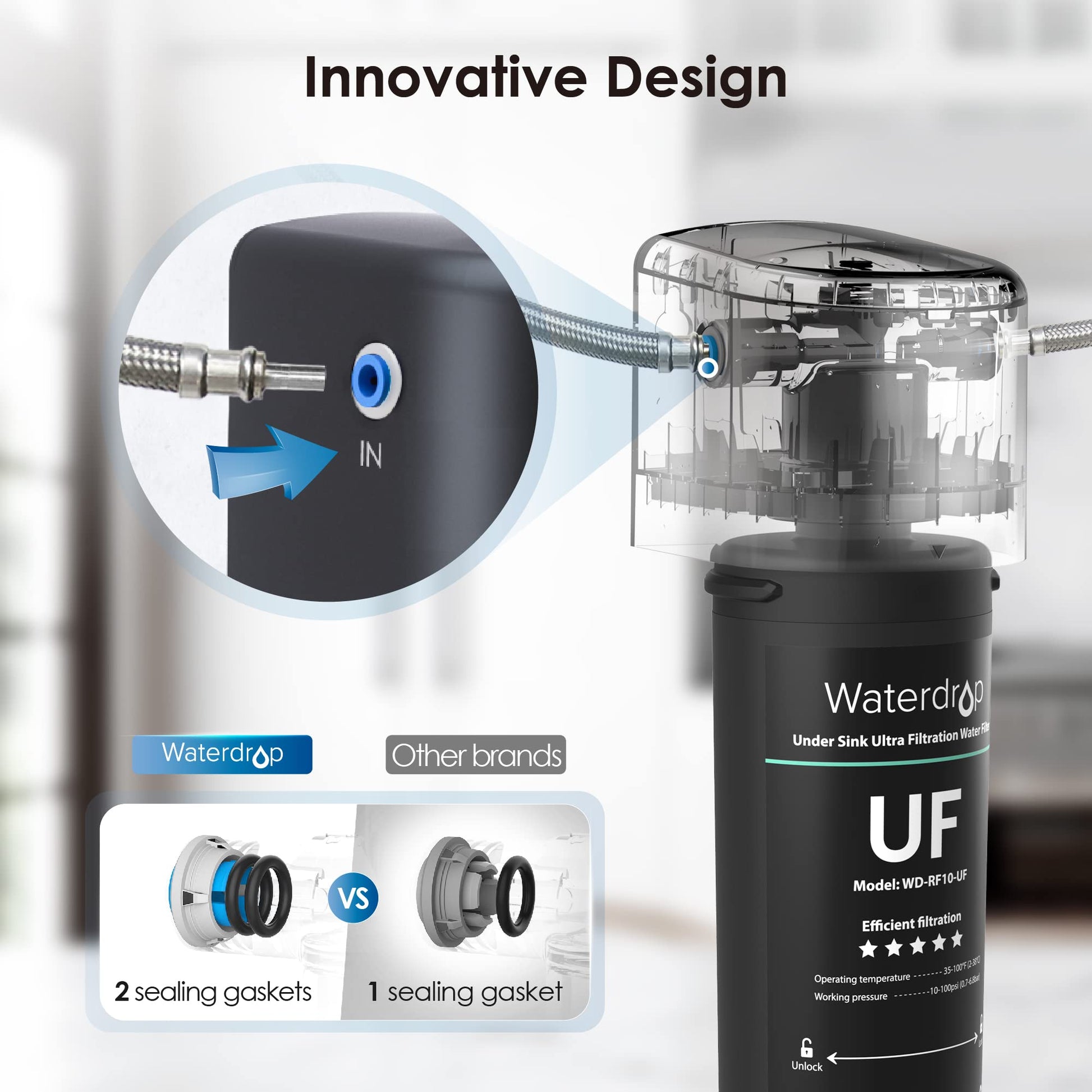 Waterdrop UA-UF 0,01 μm Ultrafiltration Untertisch Wasserfilter