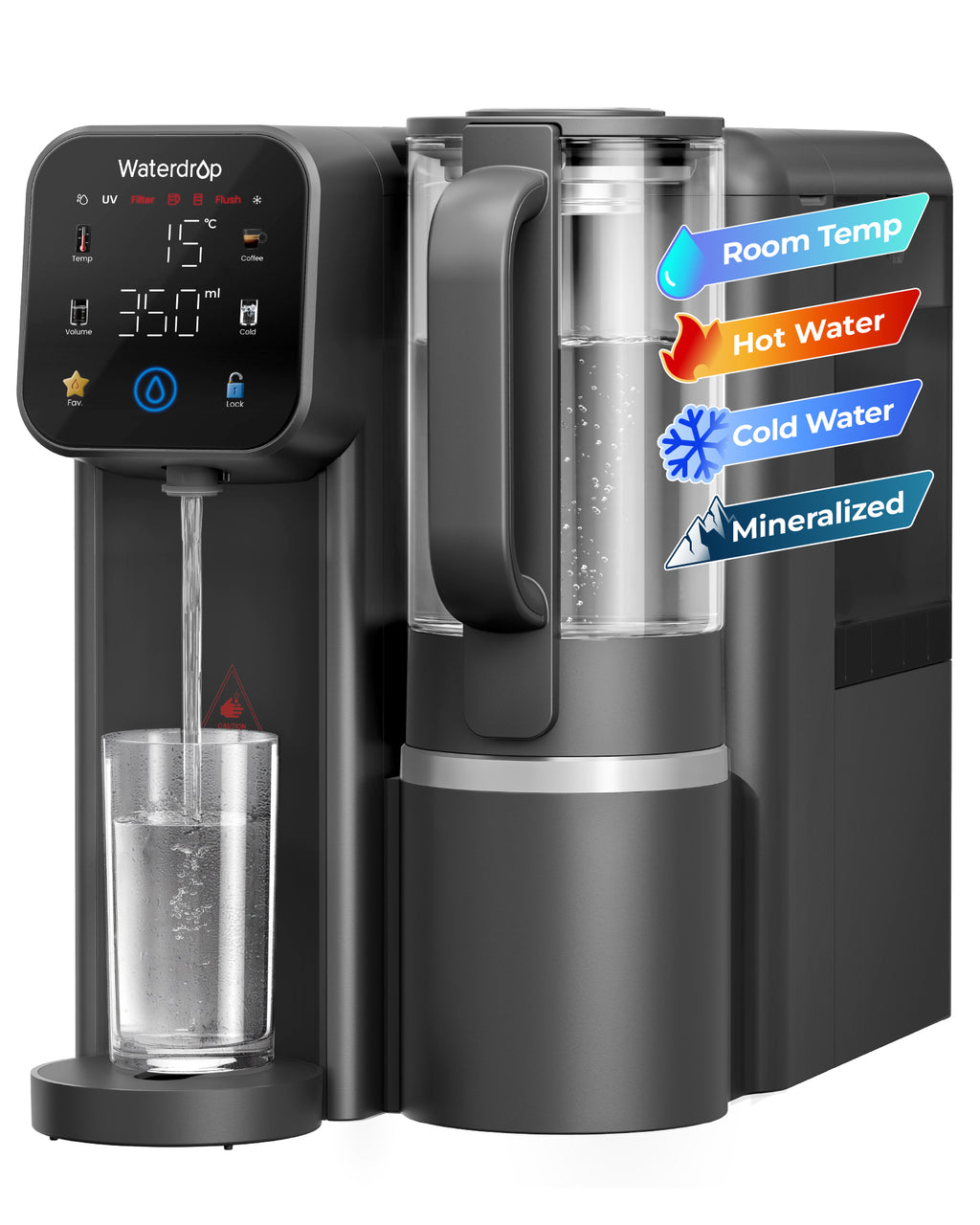 Waterdrop M6CG Mineral, Sofortheiß & Kalt Umkehrosmoseanlage, mit Glaskanne