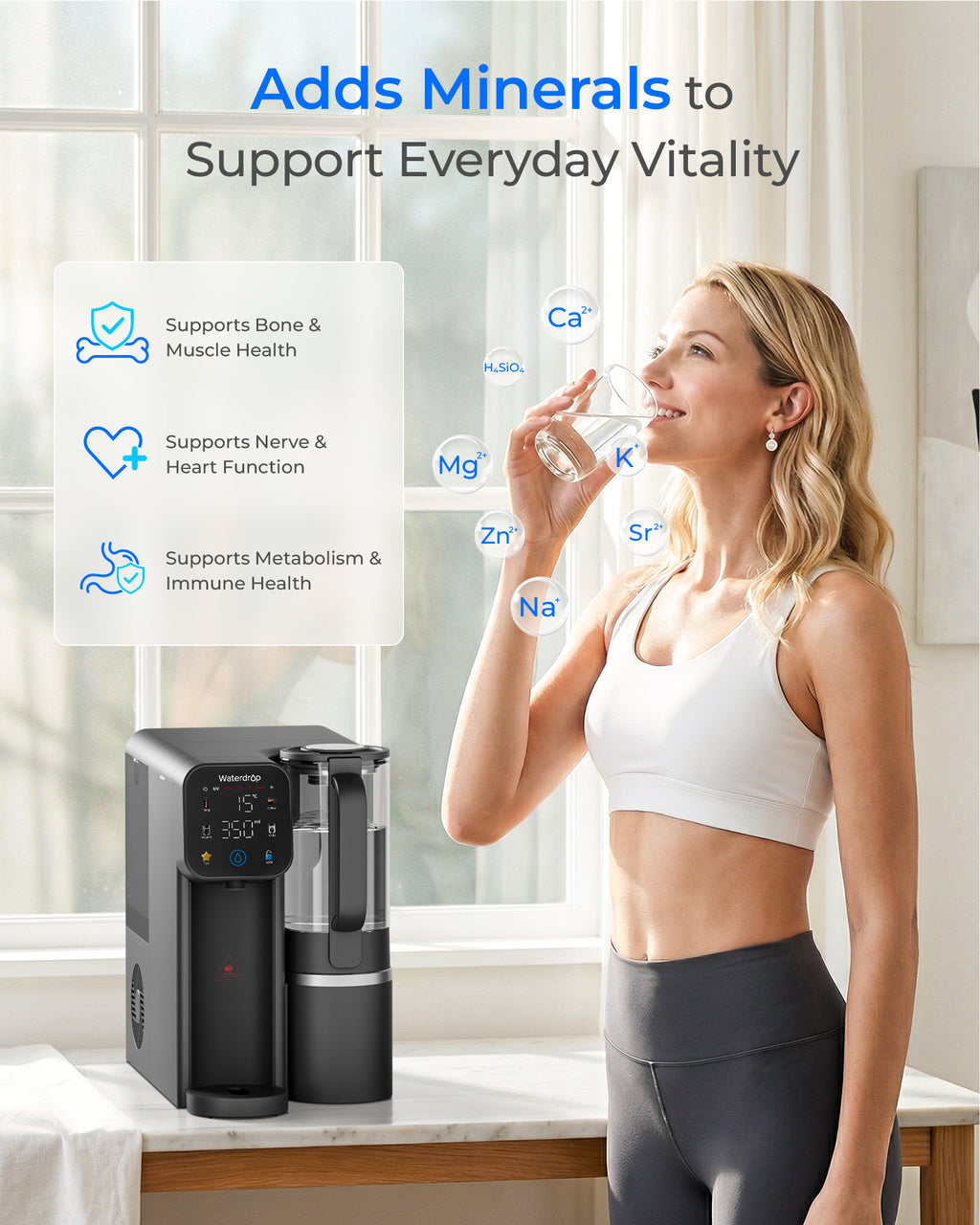 Waterdrop M6CG Mineral, Sofortheiß & Kalt Umkehrosmoseanlage, mit Glaskanne