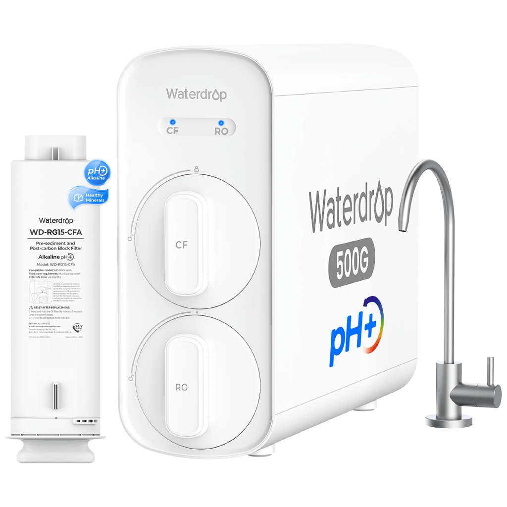 Waterdrop G5P500A Alkalische Umkehrosmoseanlage mit Wasserhahn mit CF-Ersatzfilter Combo