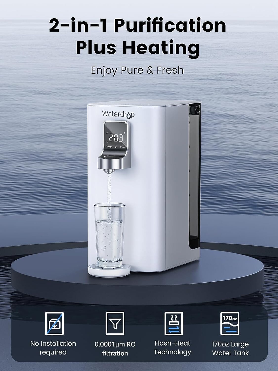 Waterdrop K19-H Sofort-Heißwasserspender mit Arbeitsplatten-Umkehrosmose-System