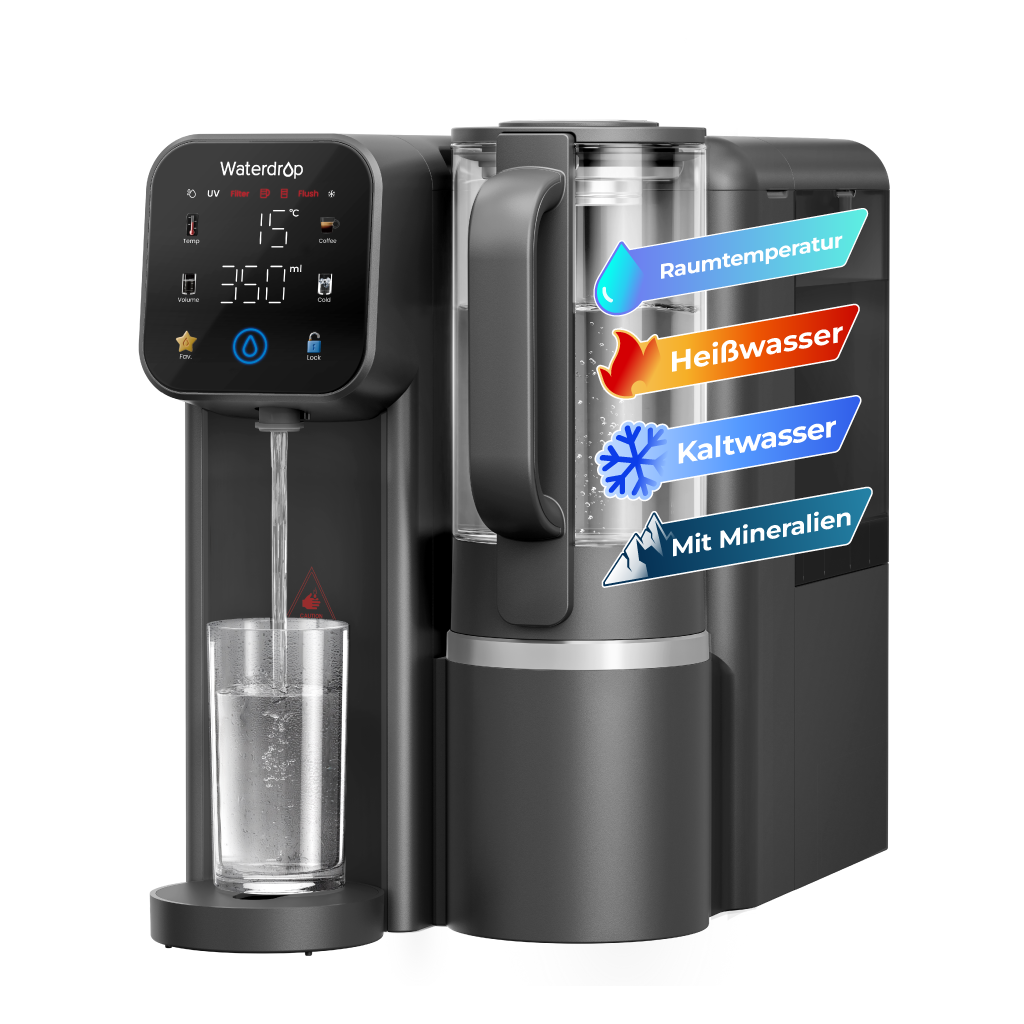 Waterdrop M6CG Mineral, Sofortheiß & Kalt Umkehrosmoseanlage, mit Glaskanne