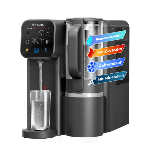 Waterdrop M6CG Mineral, Sofortheiß & Kalt Umkehrosmoseanlage, mit Glaskanne