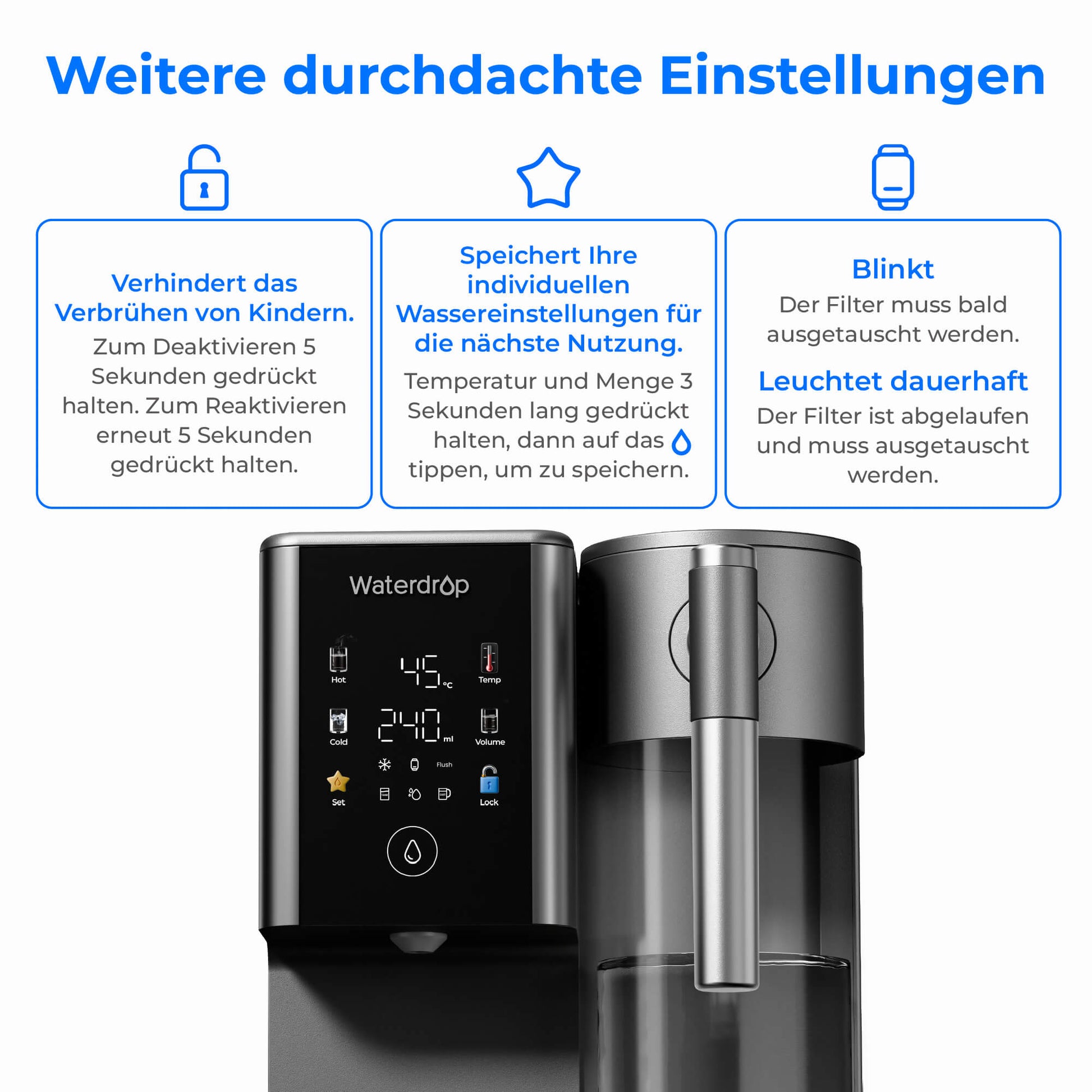 Waterdrop Remineralisierungs-RO-Wasserspender mit Heiß- & Kaltwasser, A2G
