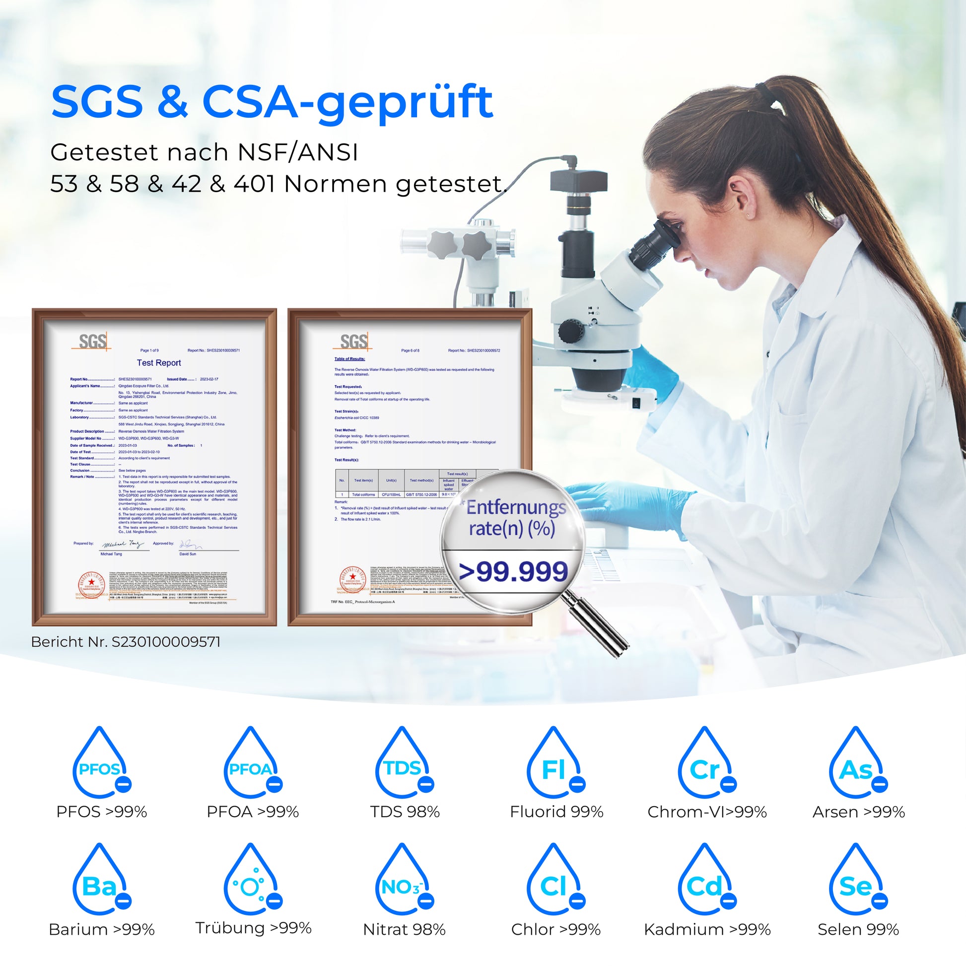 800 GPD Tankloses RO-System mit UV-Sterilisationslicht - 2 year combo