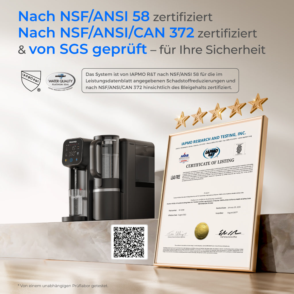 Waterdrop M6CG Mineral, Sofortheiß & Kalt Umkehrosmoseanlage, mit Glaskanne