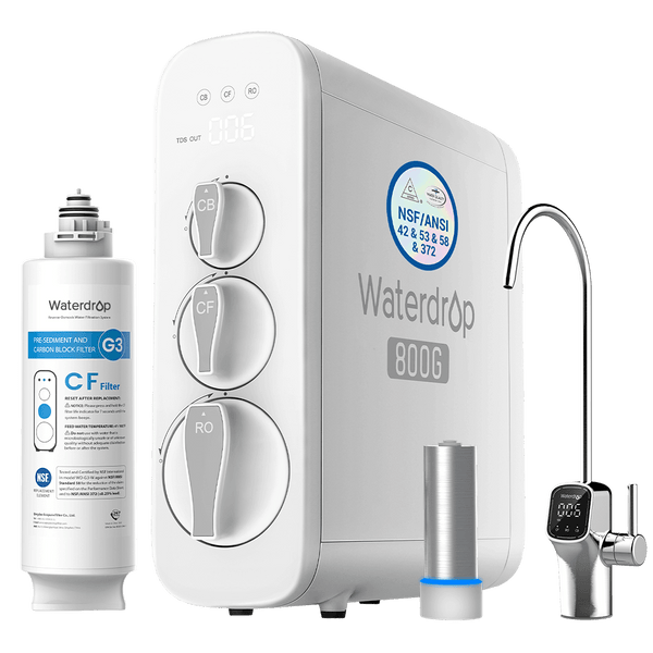 Système RO sans réservoir 800 GPD avec lumière de stérilisation UV et robinet intelligent - Waterdrop G3P800 