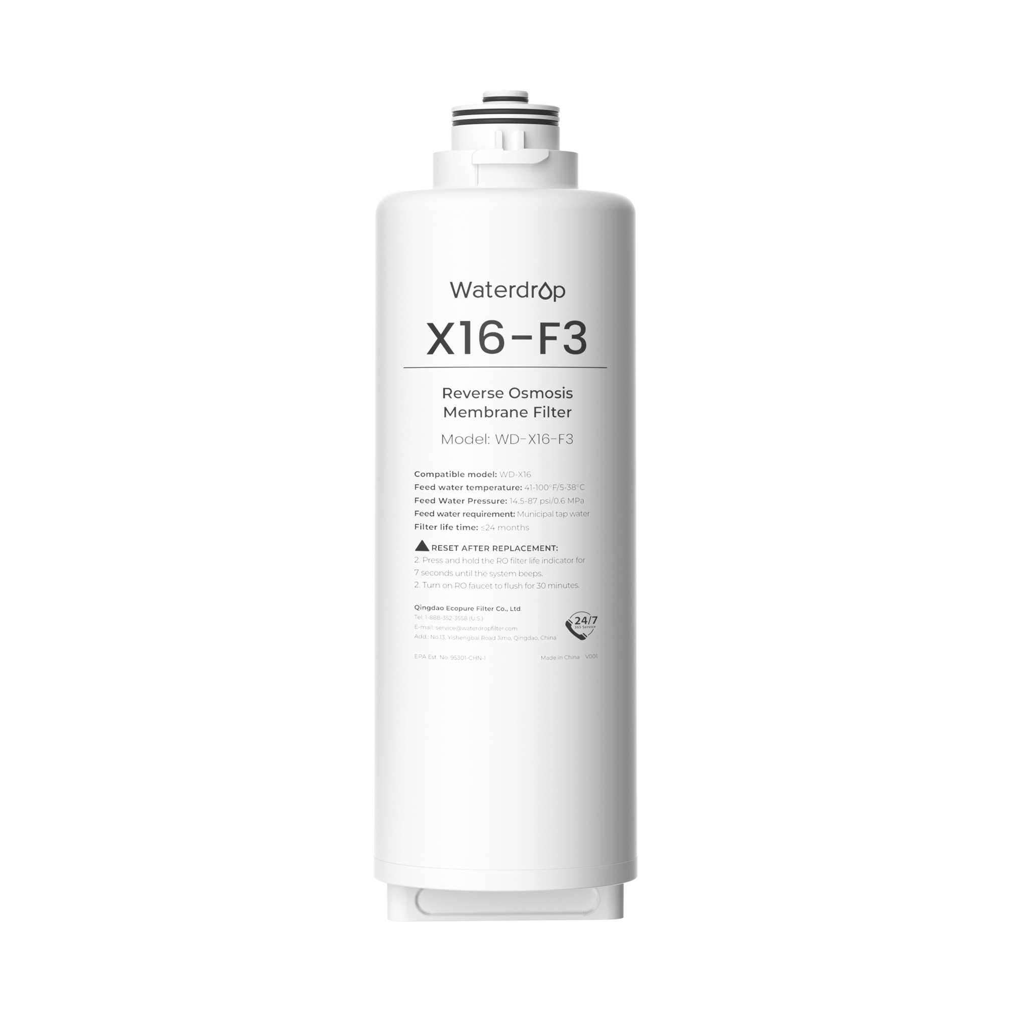 X16-F3 Ersatzfilter für Waterdrop X16 Umkehrosmose Wasserfilter | 1600 GPD