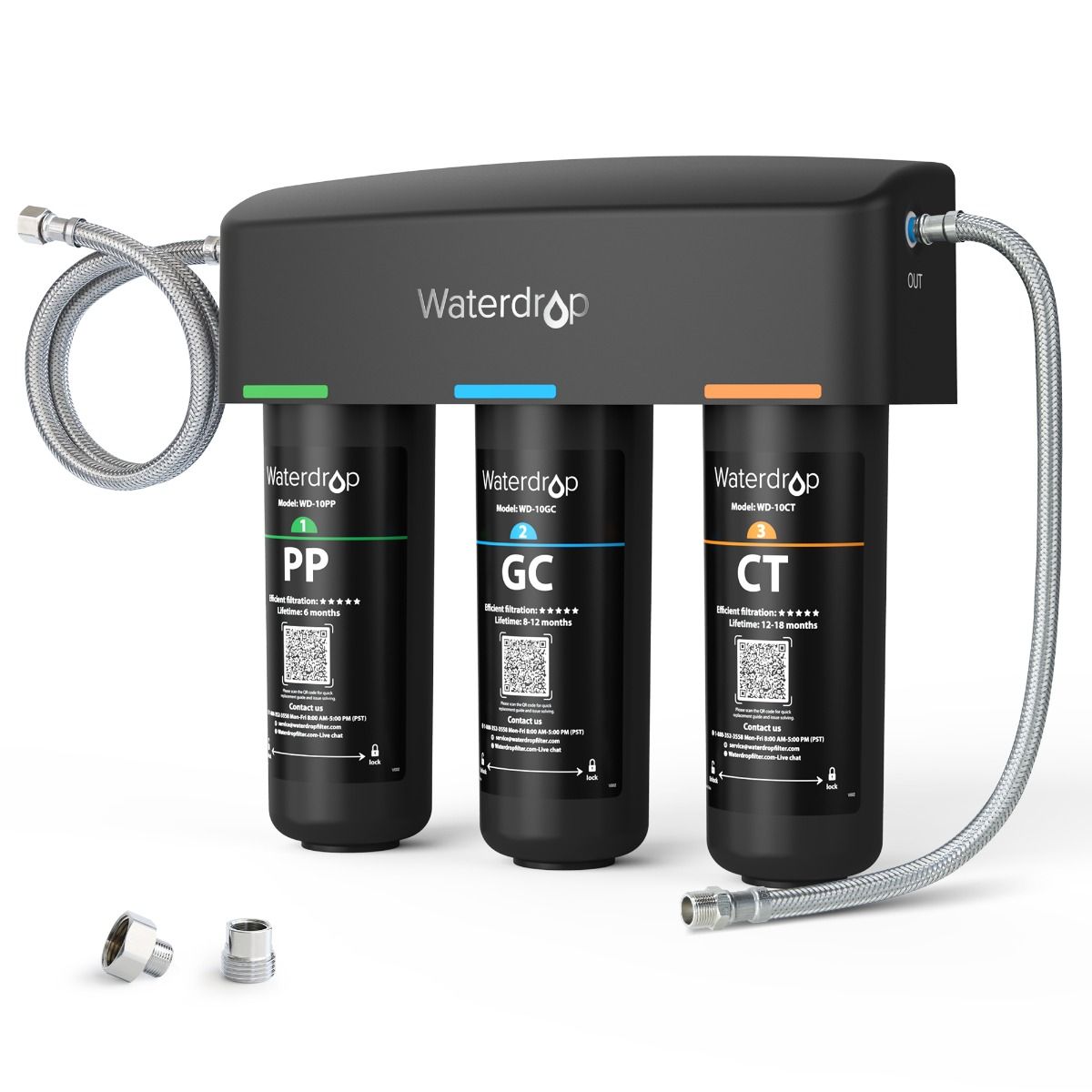 3-stufiges Untertheken-Direktanschluss-Filtersystem Waterdrop TSA