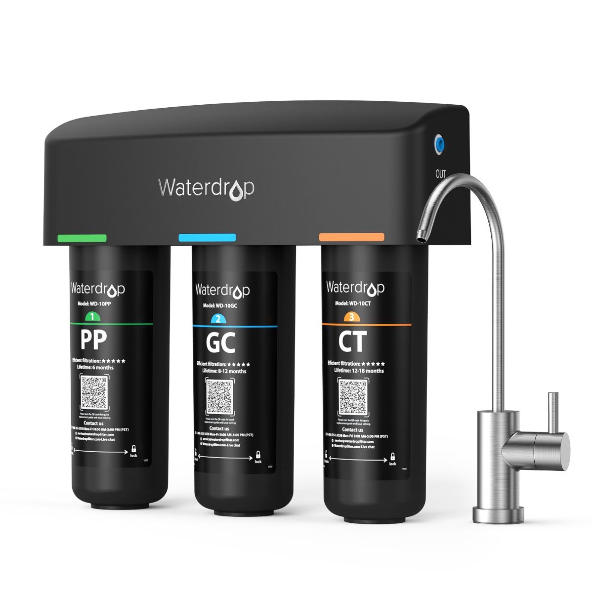 3-stufiges Unterbau-Wasserfiltersystem mit speziellem Wasserhahn Waterdrop TSB